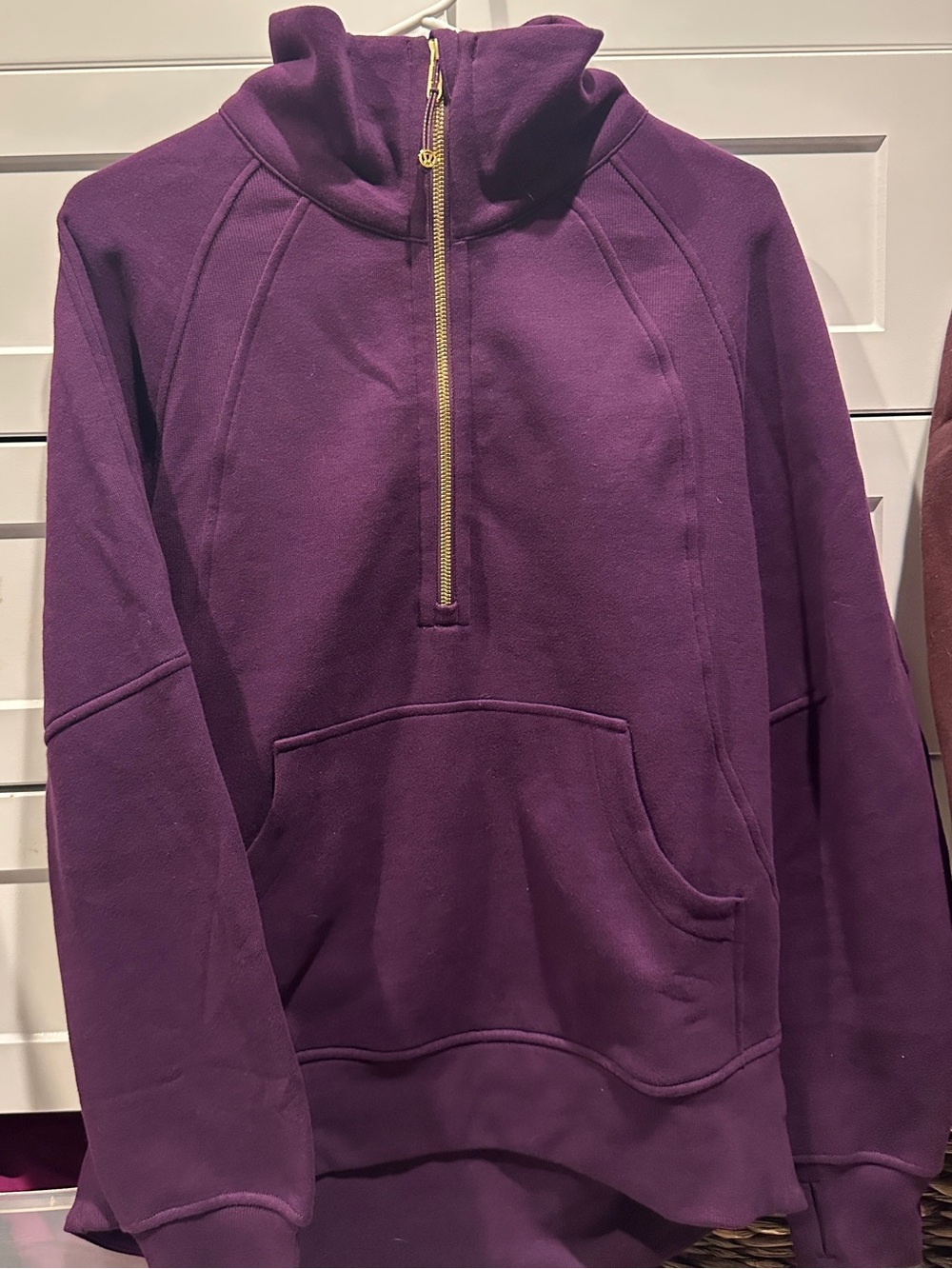 Lululemon Scuba Oversized Funnel-Neck Half Zip Gold Zip Dramatic Magenta XS/S